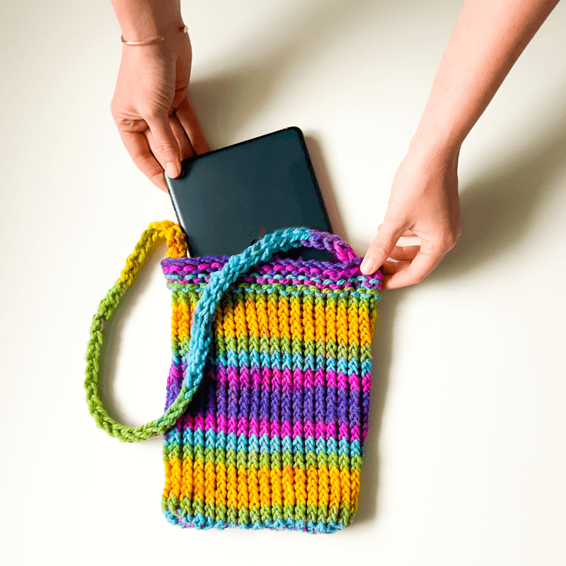 how to knit a bag on a round loom